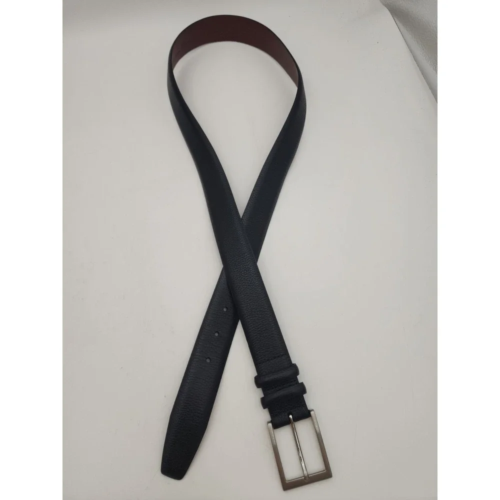 Daniel Cremieux Black Belt Silver Tone Buckle Double Loop Italian Leather Sz 40